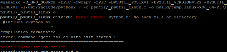 psutil/_psutil_linux.c:12:20: fatal error: Python.h: No such file or directory  #include  宝塔