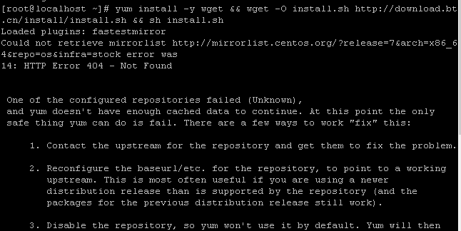 Loaded plugins: fastestmirror Could not retrieve mirrorlist  宝塔报错 centos yum安装报错