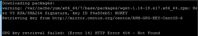 GPG key retrieval failed: [Errno 14] HTTP Error 404 - Not Found  yum安装宝塔报错 GPG报错 yum安装报错