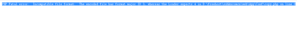 PHP Fatal error:  Incompatible file format:  The encoded file has format major ID 3, whereas the Loa