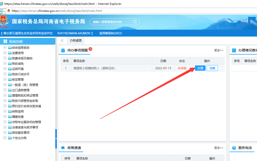 国家税务总局河南省电子税务局 报税 季报