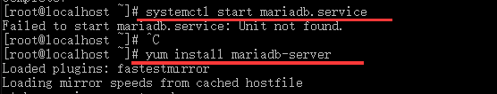 yum安装mariadb数据库之后启动时提示 Failed to start mariadb.service: Unit not found.